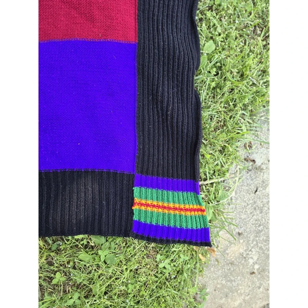 Vintage Multi Color Striped Knit Throw Blanket Multicolor Throw Blanket 69x48